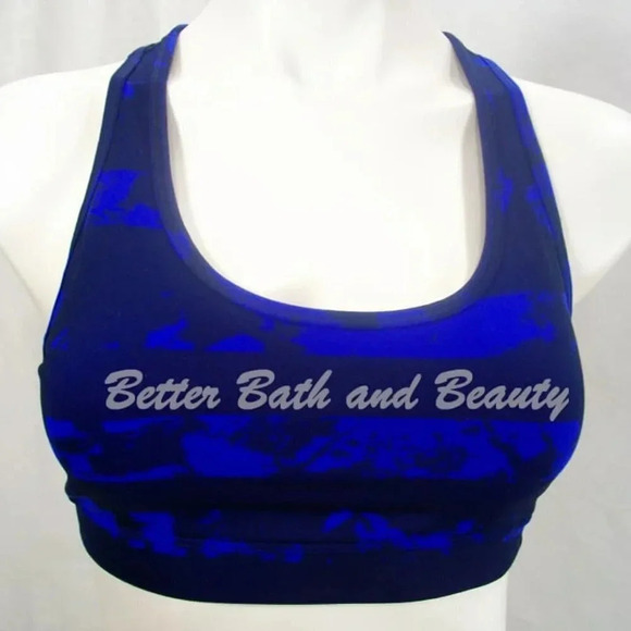 GapFit Gap Fit Wire Free Racerback Bra SMALL Blue & Black New with Tags - Picture 1 of 4